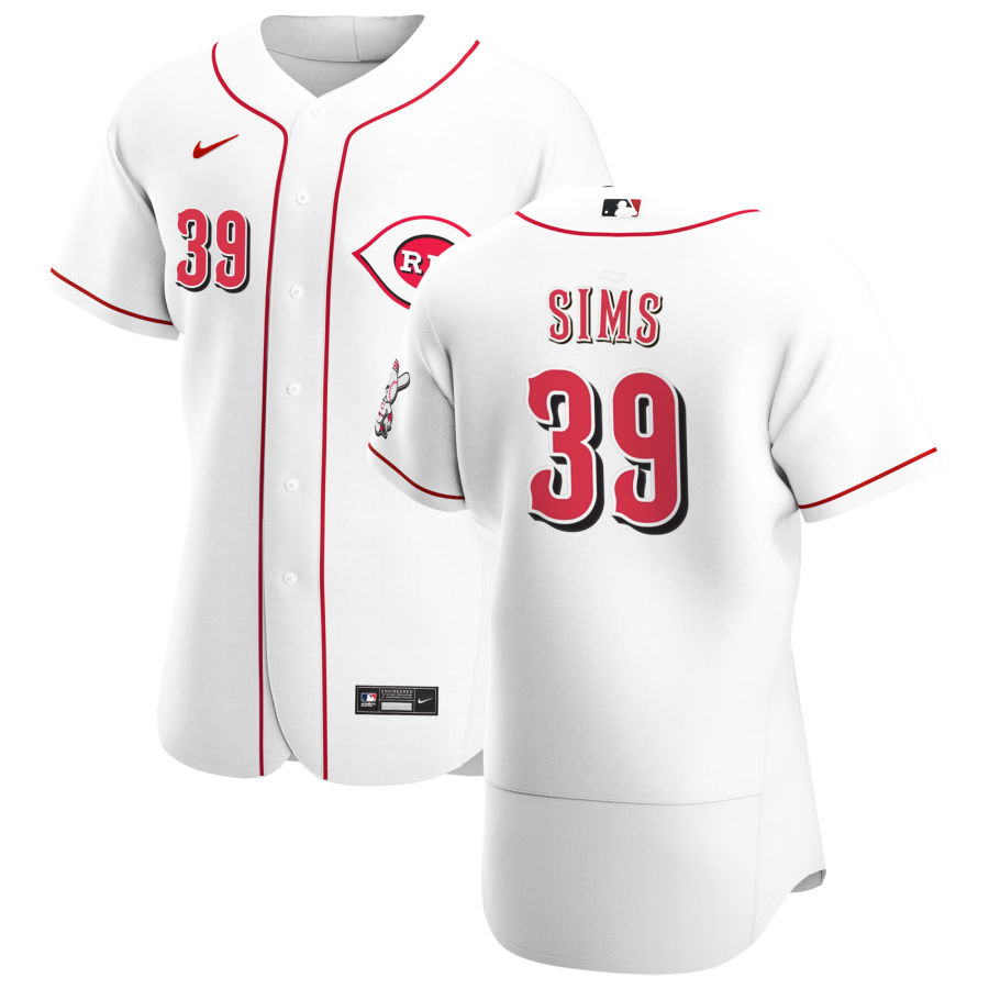 Cincinnati Reds 39 Lucas Sims Men Nike White Home 2020 Authentic Player MLB Jersey